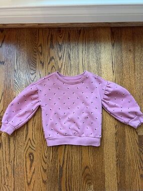 Baby Gap Pink Puff-Sleeve Sweatshirt with tiny flowers